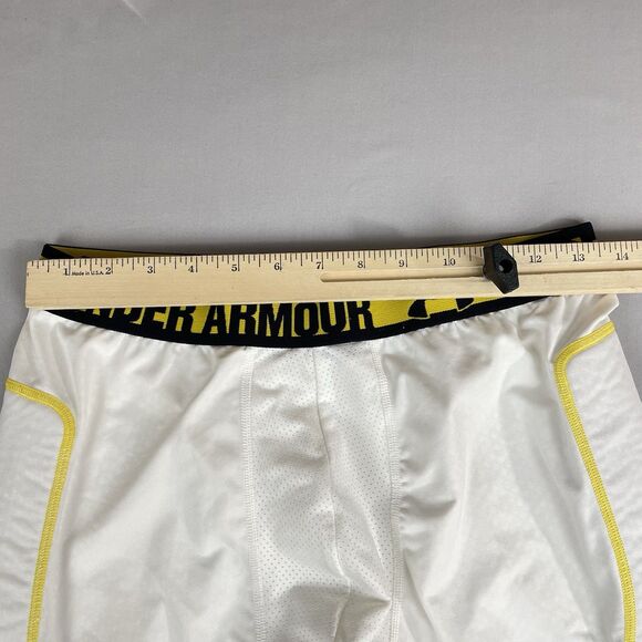 Under Armour Heat Gear Boxer Brief Compression Shorts Cup Boys XL White Yellow - Picture 6 of 13